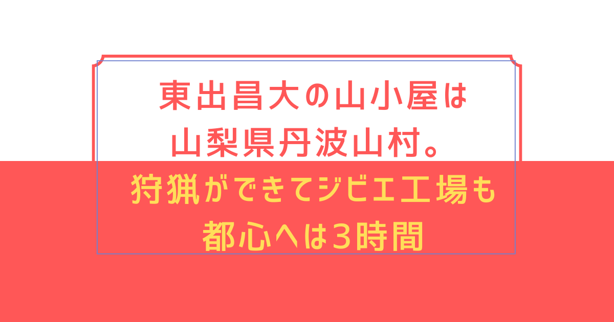 【どこ？】東出昌大の山小屋は山梨県丹波山村。トイレなし！狩猟ができてジビエ工場もあり都心へ3時間弱