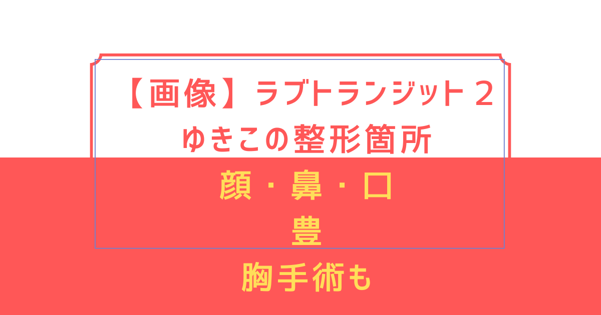 【画像】ラブトランジット２ゆきこの整形箇所は顔・鼻・口！豊胸手術も